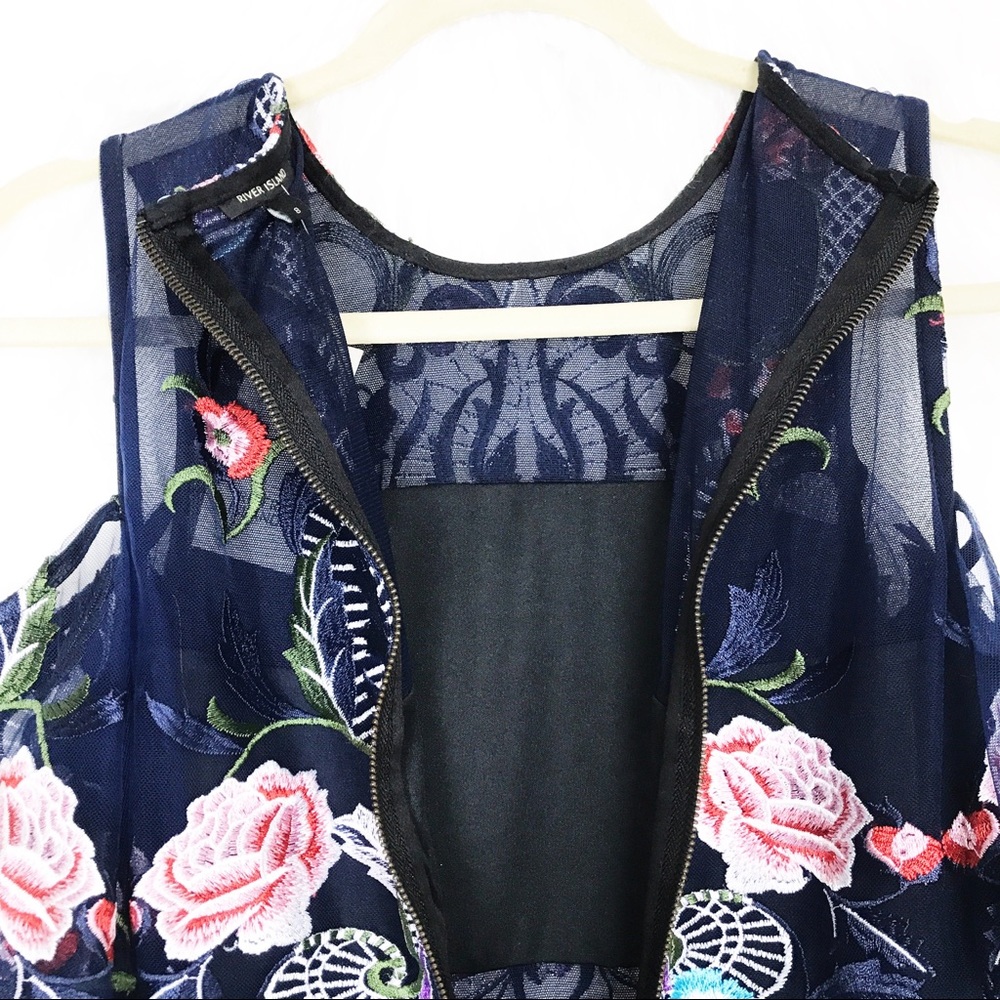 NWT River Island Blue Floral Dress Christmas S - Picture 5 of 7